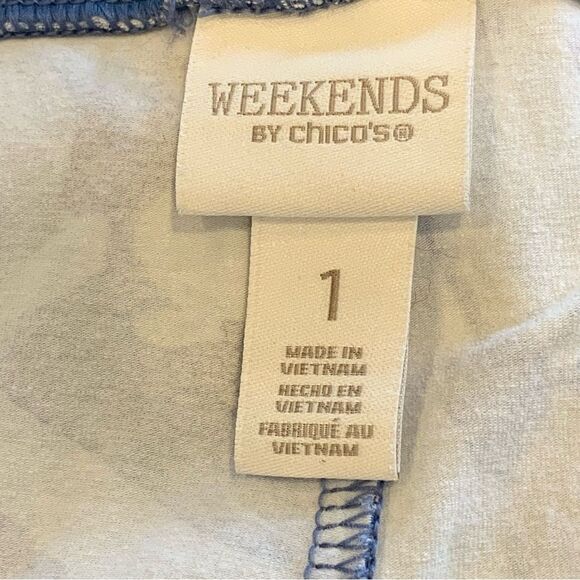 Weekends by Chicos Blue Floral Women's Leggings Size 1 Small - Picture 7 of 12